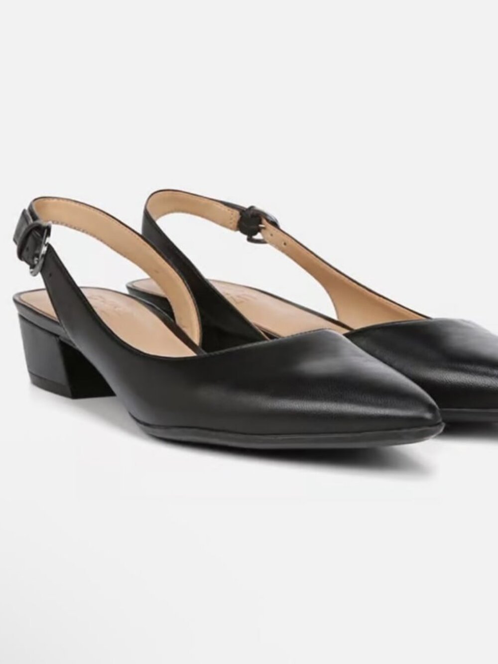 Black Naturalizer Slingback Pointed-Toe Low Block Heel Women's Pumps Sz 9